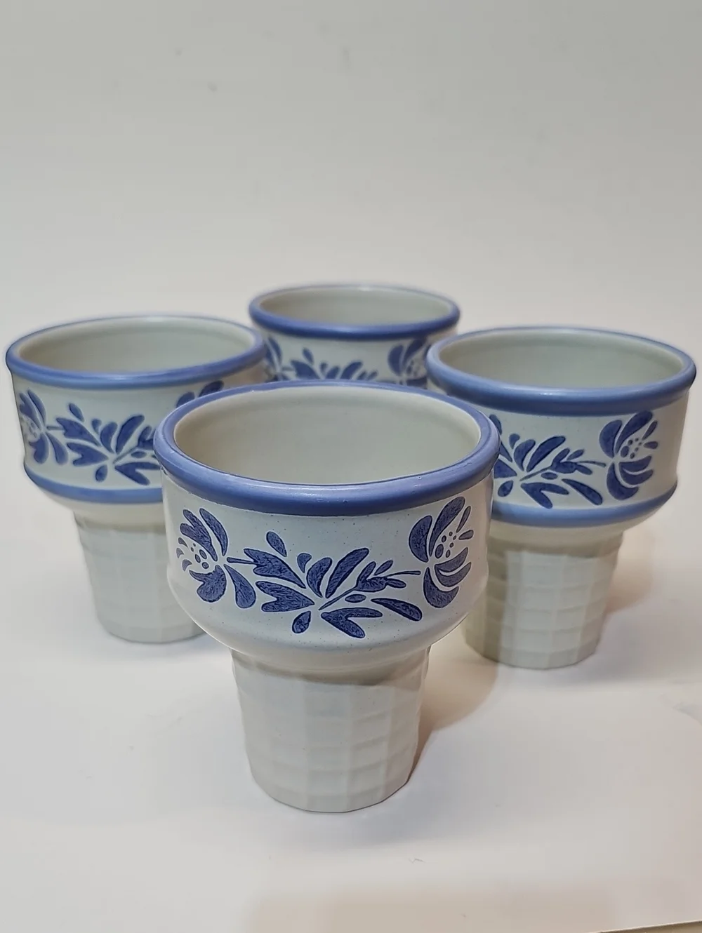 Vintage Pfaltzgraff Yorktowne Stoneware Ice Cream Cone Shaped Dishes - Set of 4